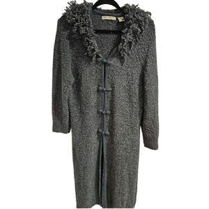 Cignal Wool Maxi Duster Cardigan Detachable Collar Medium Nordic Button vintage